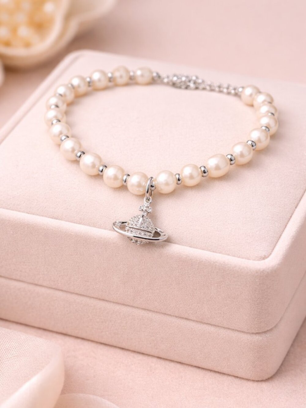 Freshwater Pearl Bracelet Silver, Pearl Charm Bracelet, Adjustable Bracelet